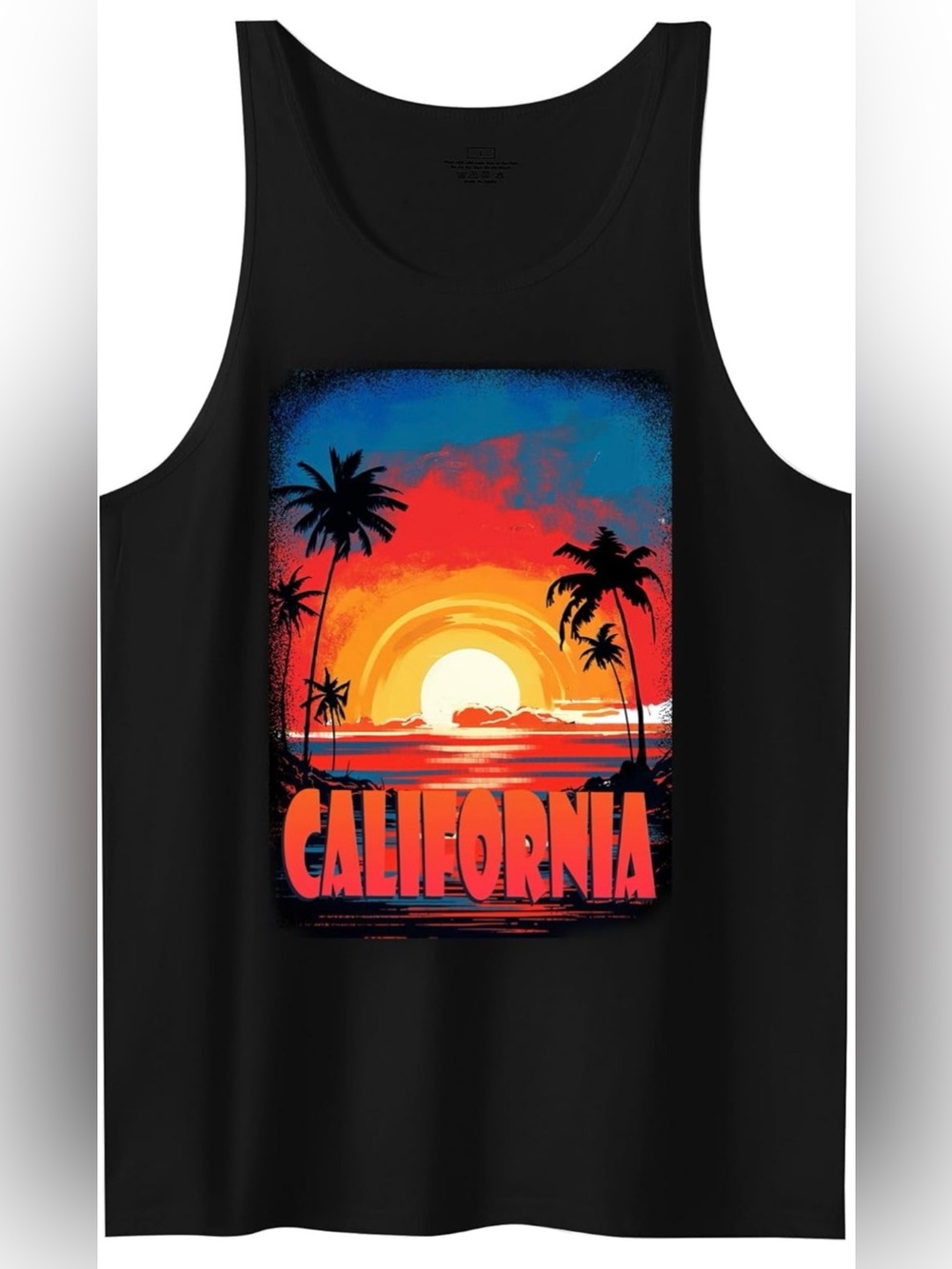 California Sunset Graphic Tank - Black with Sunset Colors